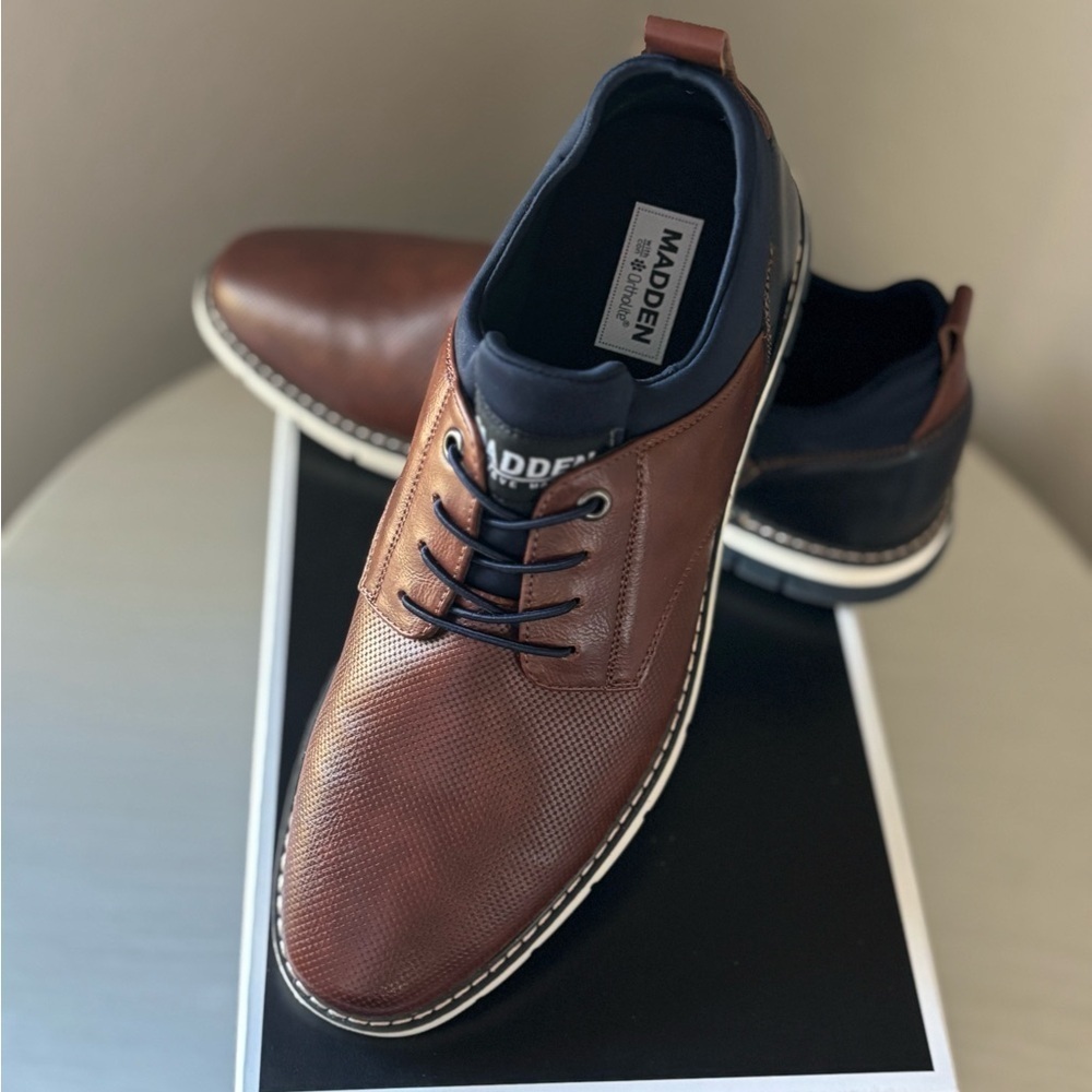 Steve Madden Men's Brown Derby Shoes Oxford Style Ortholite insole NWT 9 US